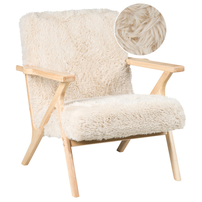 Beliani - KISA - Fauteuil - Lichtbeige - Kunstbont