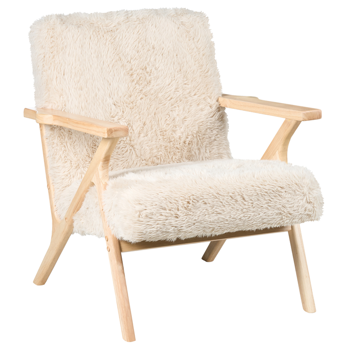 Beliani - KISA - Fauteuil - Lichtbeige - Kunstbont