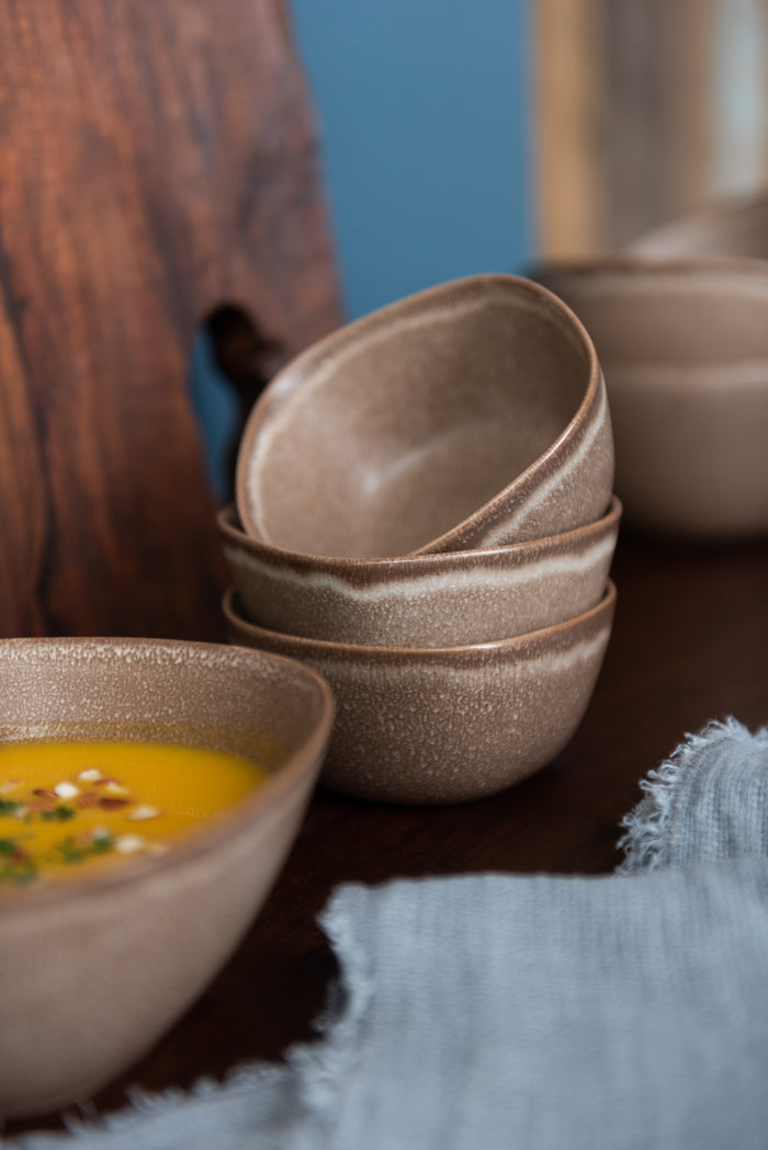 J-Line kom Louise - keramiek - cognac - small - 6 stuks