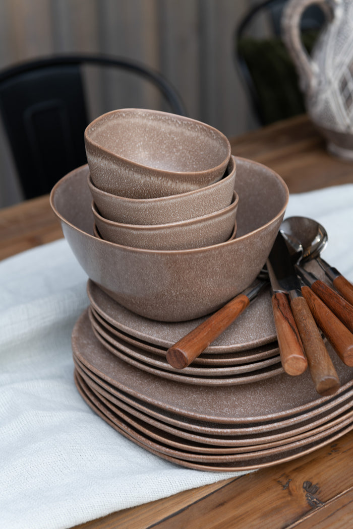 J-Line kom Louise - keramiek - cognac - small - 6 stuks