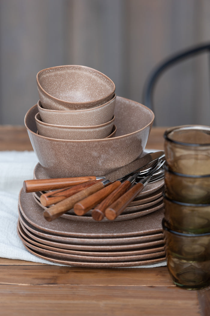 J-Line kom Louise - keramiek - cognac - small - 6 stuks