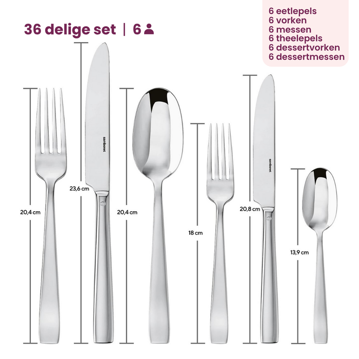 Sambonet Bestekset Flat - RVS - 36 delig | 6 personen