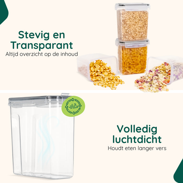 XIVADA Voorraadpot Ella - 2,5L - 192 stickers - Transparant - 4 stuks