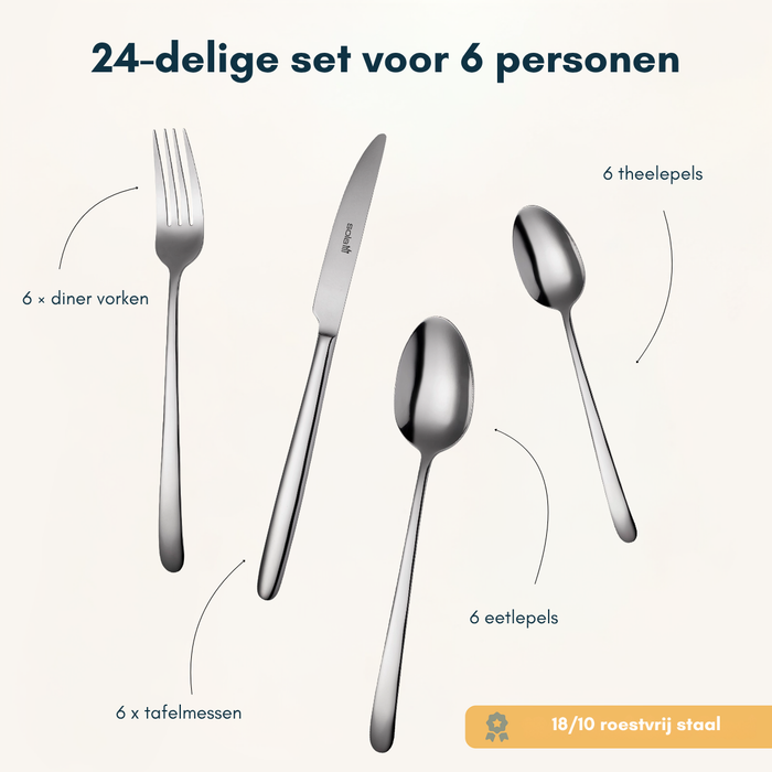 Sola Bestekset Ibiza - 18|0 RVS - 24 delig | 6 personen