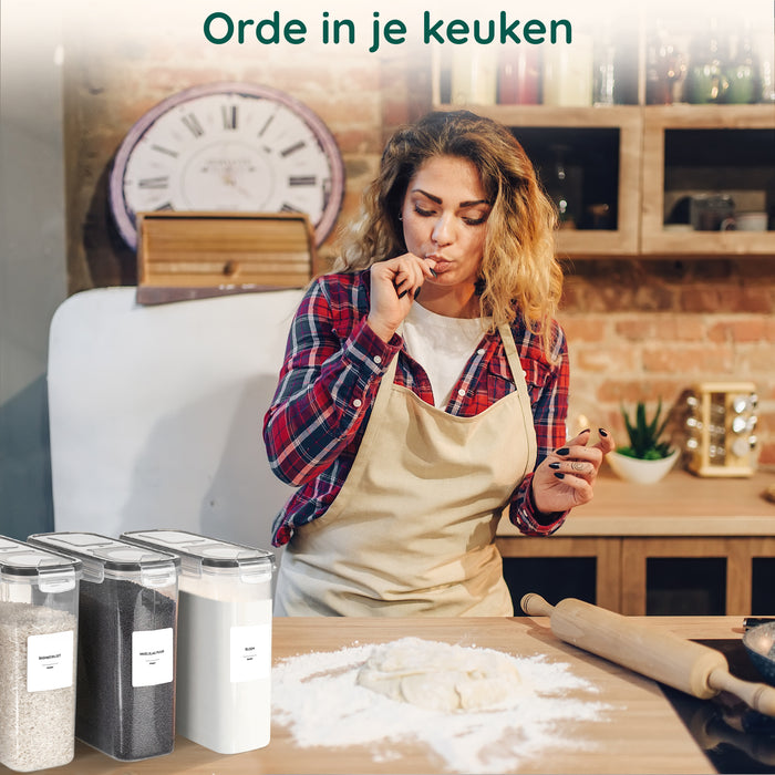 XIVADA Voorraadpot Ella - 2,5L - 192 stickers - Transparant - 4 stuks