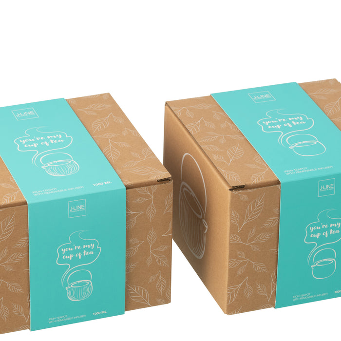 J-Line theepot - metaal - lichtblauw - 2 stuks