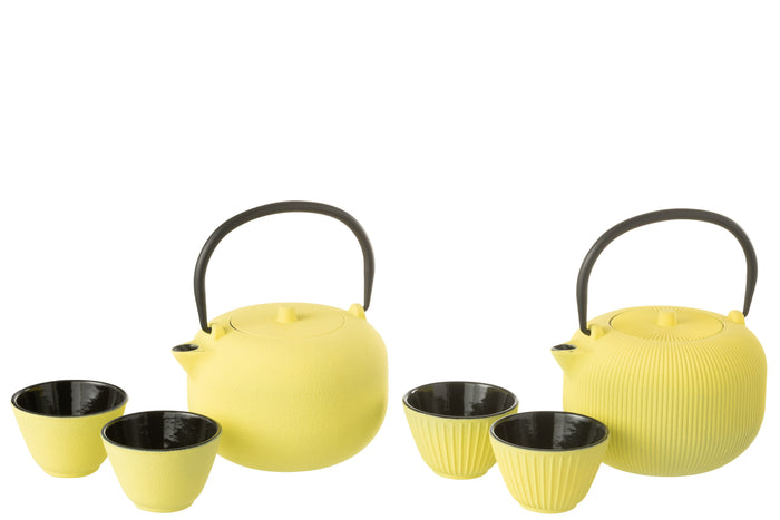 J-Line theepot - metaal - geel - 2 stuks
