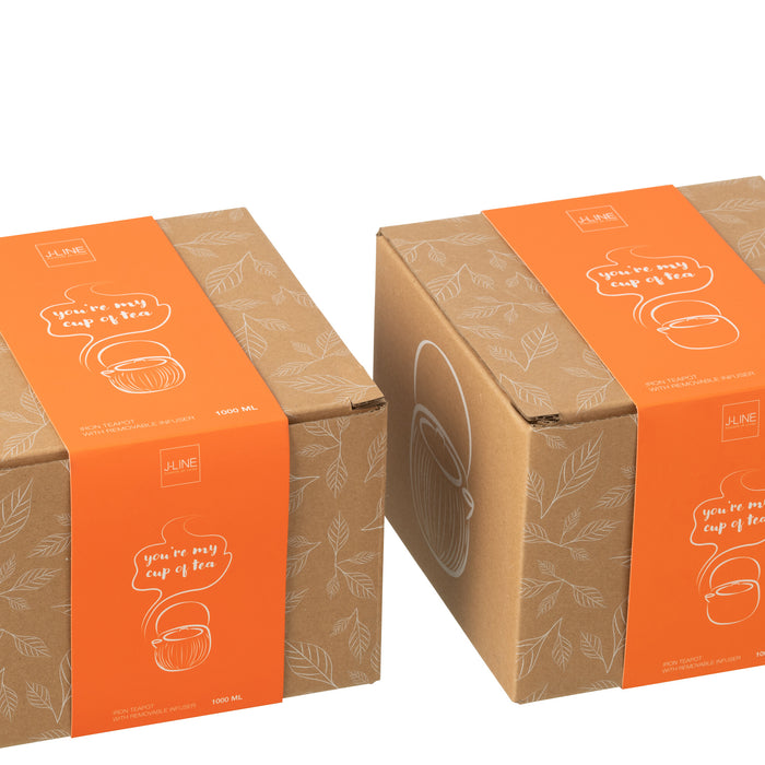 J-Line theepot - metaal - oranje - 2 stuks