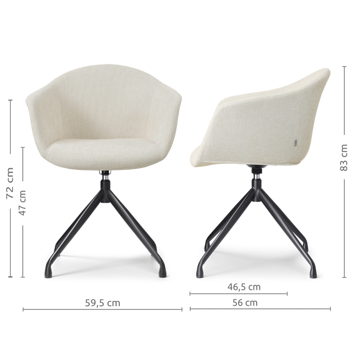 Nolon Nola-Otis Eetkamerstoel Cotton Beige - Draaibaar Zwart Onderstel