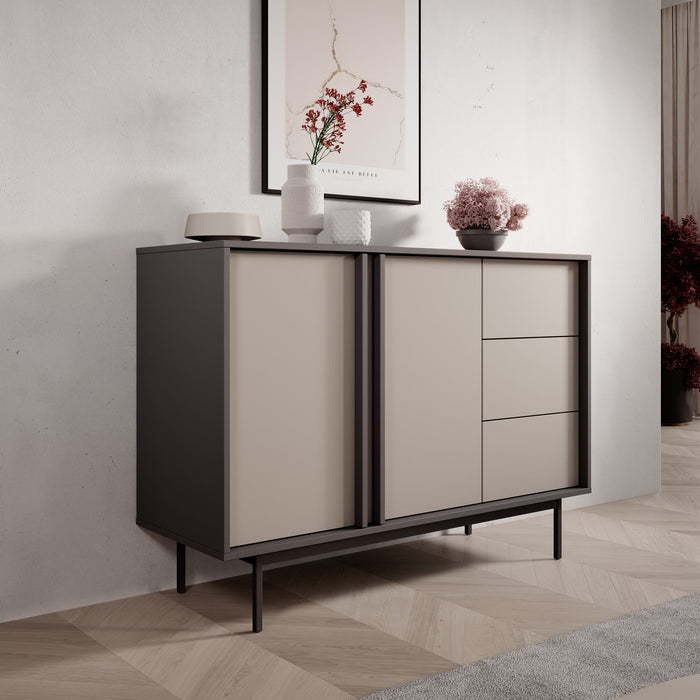 Meubella - Antigo - Dressoir - Beige|Antraciet - 123x43x87 cm