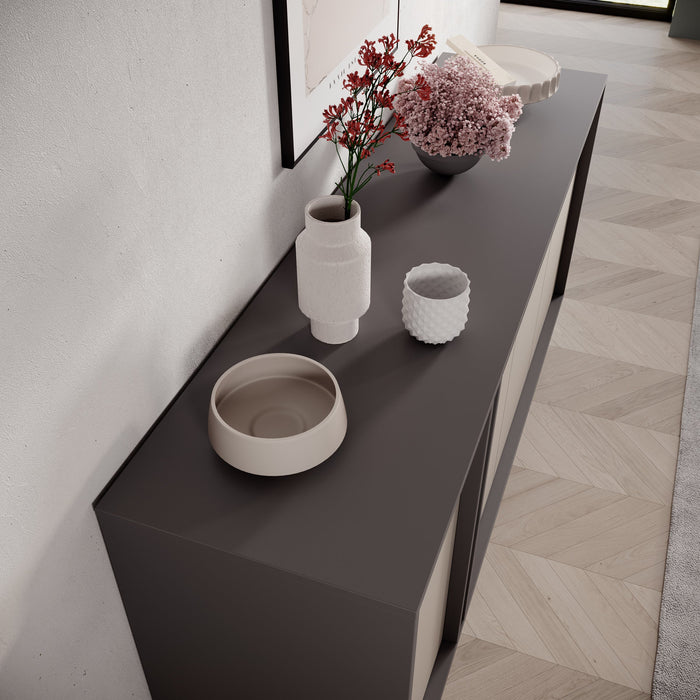 Meubella - Antigo - Dressoir - Beige|Antraciet - 163x43x87 cm