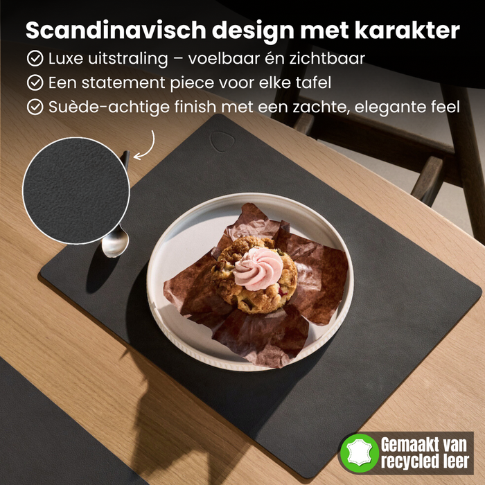 LIND DNA Placemats Nupo - Leer - Pastel Green - 45 x 35 cm - 2 Stuks