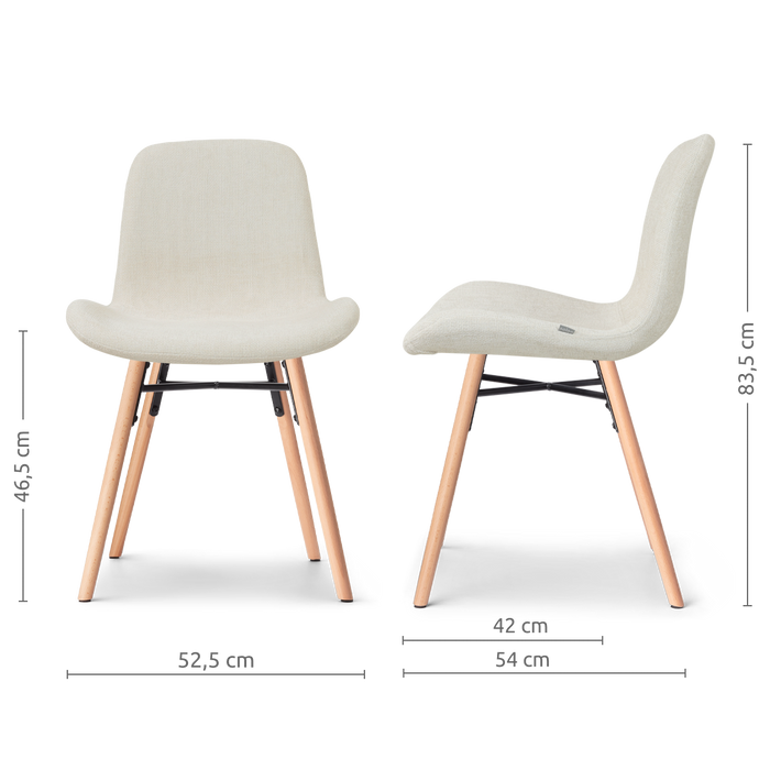 Nolon Nena-Fé eetkamerstoel cottonbeige - houten onderstel