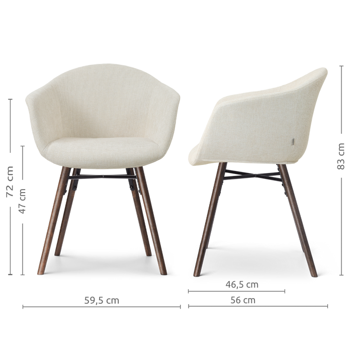 Nolon Nena-Otis Eetkamerstoel Cotton Beige - met Armleuning - Walnoot