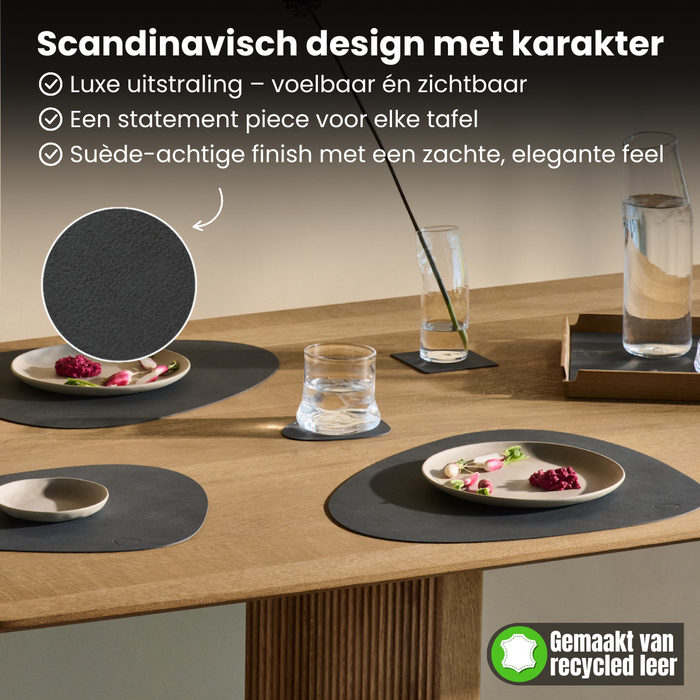 LIND DNA Onderzetters Nupo - Leer - Black - ø 10 cm - 4 Stuks