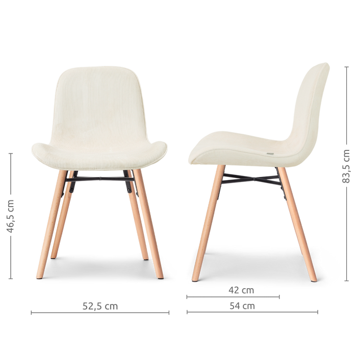 Nolon Nena-Fé eetkamerstoel rib beige - houten onderstel