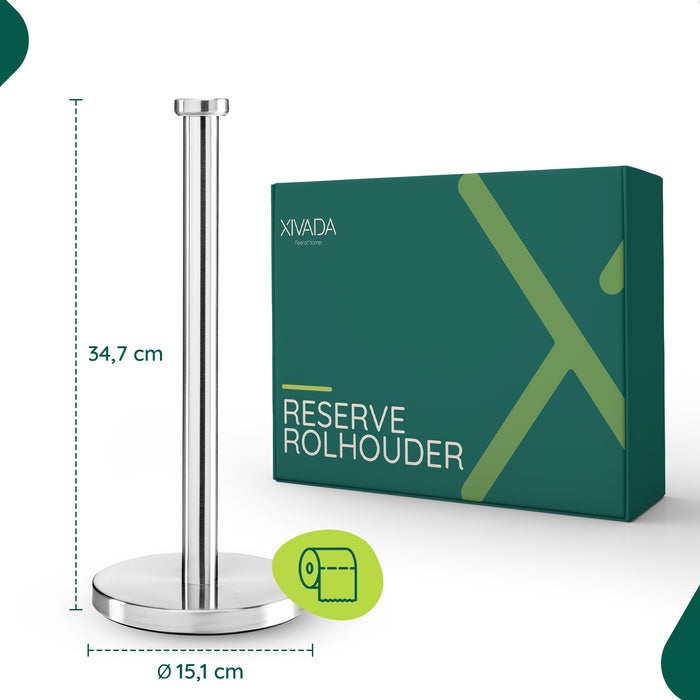 XIVADA Reserverolhouder Lotis - Vrijstaand - Voor 3 wc rollen - Zilver