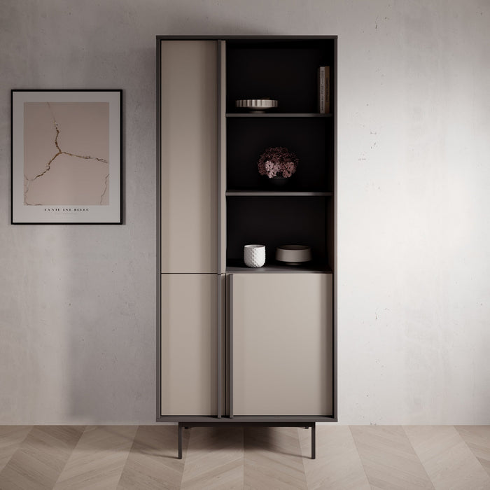 Meubella - Antigo - Boekenkast - Beige|Antraciet - 83x43x195 cm