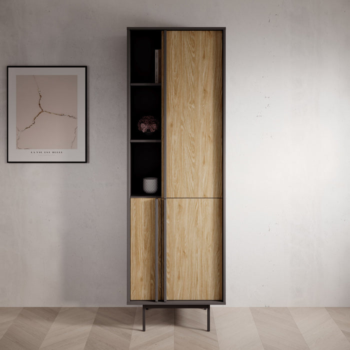 Meubella - Antigo - Boekenkast - Eiken|Antraciet - 63x43x195 cm