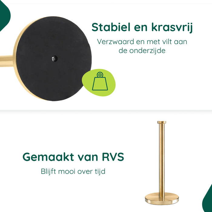 XIVADA Keukenrolhouder Lotis - Vrijstaand - Rvs - Goud