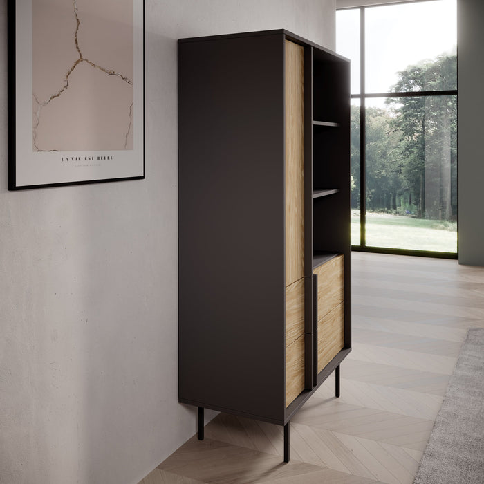 Meubella - Antigo - Boekenkast - Eiken|Antraciet - 83x43x155 cm