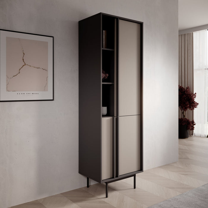 Meubella - Antigo - Boekenkast - Beige|Antraciet - 63x43x195 cm