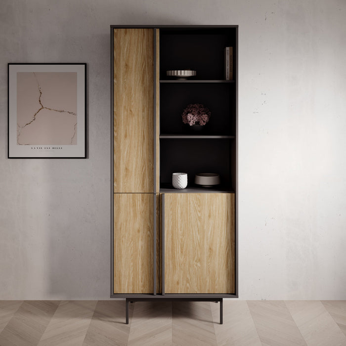 Meubella - Antigo - Boekenkast - Eiken|Antraciet - 83x43x195 cm