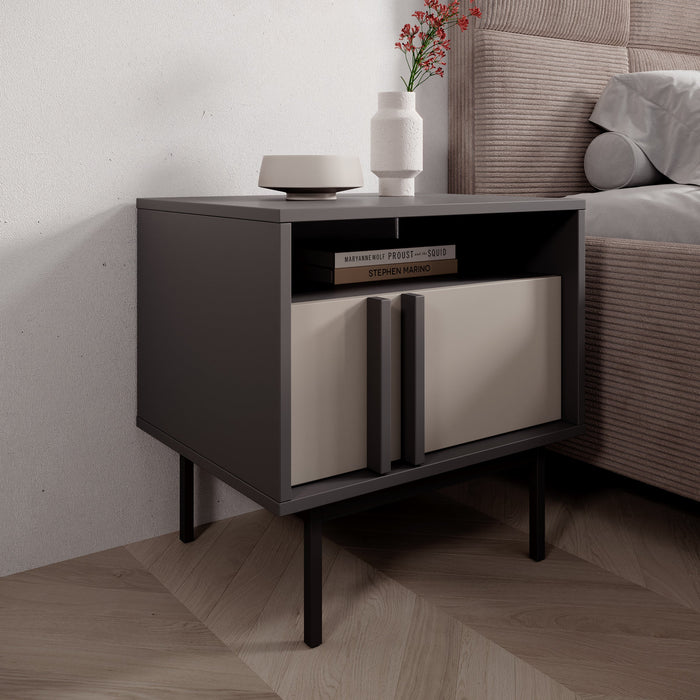 Meubella - Antigo - Nachtkastje - Beige|Antraciet