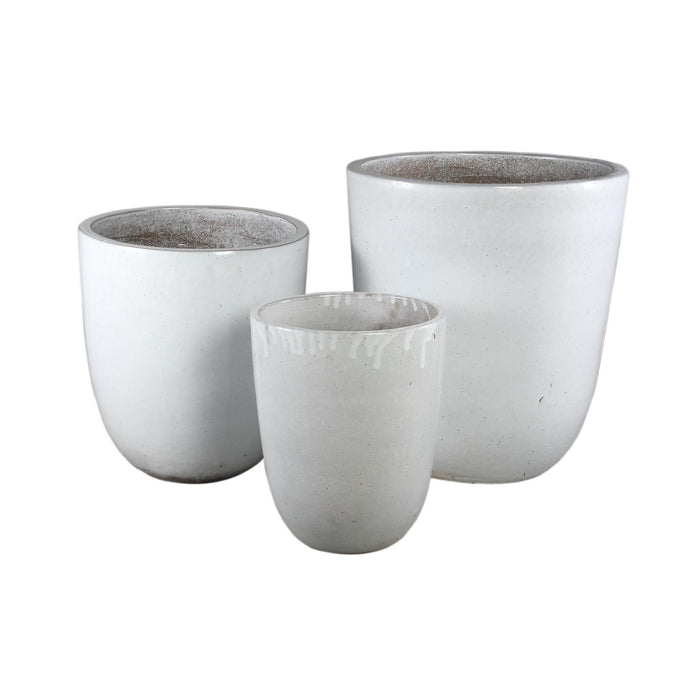 PTMD Gommes White Glazed Ceramic Pot SV3