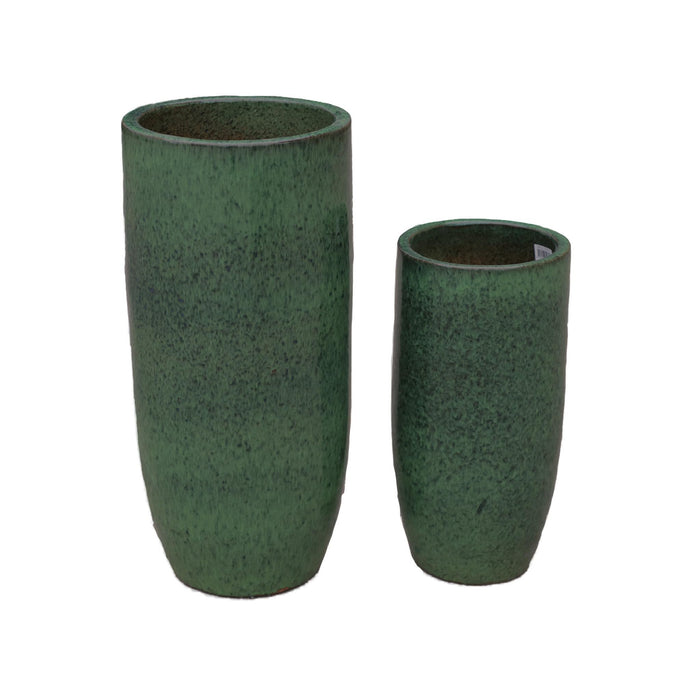 PTMD Dezzel Green Glazed Round Ceramic Pot High SV2