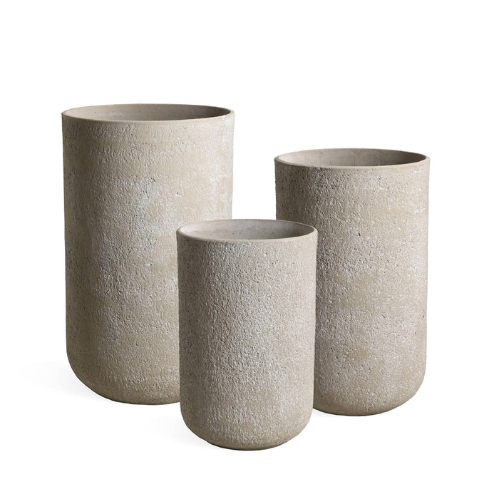 PTMD Deliahe Cream GRC Pot Round High Set Of 3