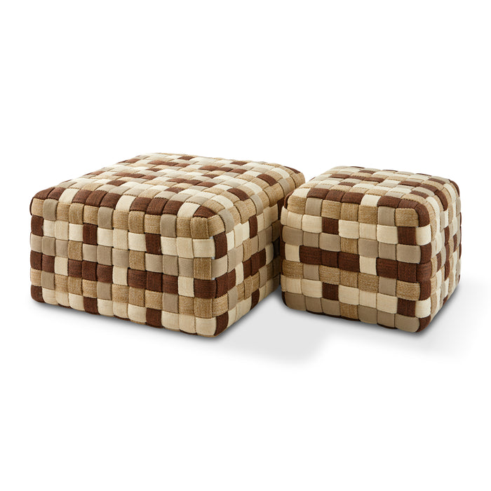 POLSPOTTEN Braided Poef Beige - L