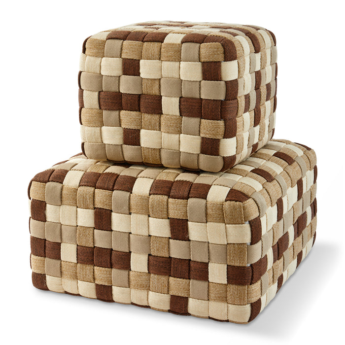 POLSPOTTEN Braided Poef Beige - L