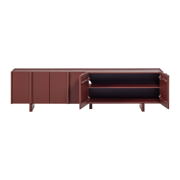 WOOOD x fonQ Basu Tv-meubel Grenenhout B 200 cm - Bordeauxrood