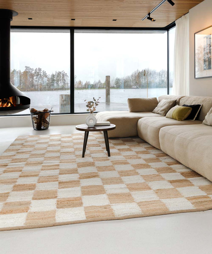 Boho&me Jute vloerkleed - Patch naturel|wit - 240x340 cm