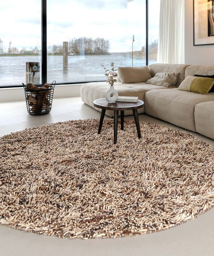 Nordic Weavers Rond wollen vloerkleed - Aurelia crème|bruin - 250 cm