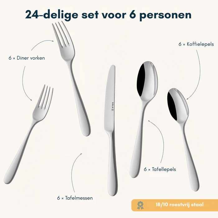 Sola Bestekset Nordica Glans 24 delig