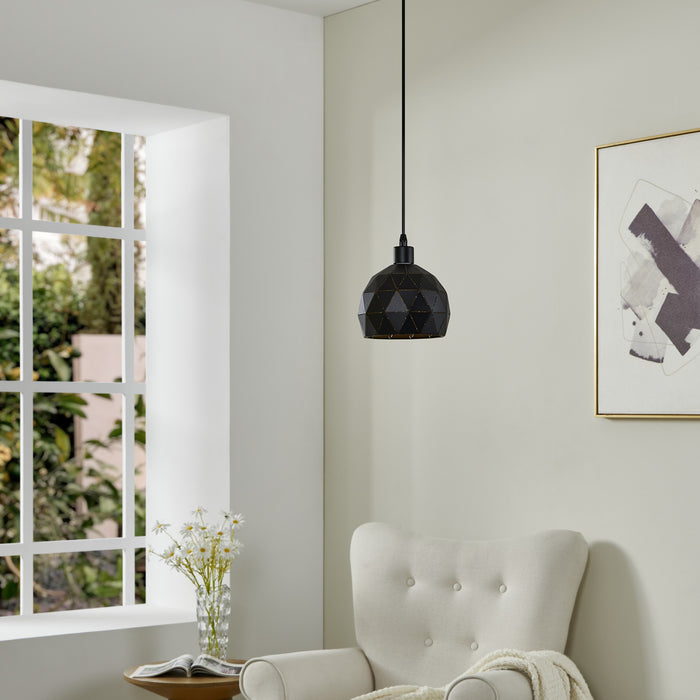 EGLO Roccaforte Hanglamp - 1 lichts - Ø17 cm - E14 - Zwart - Goud