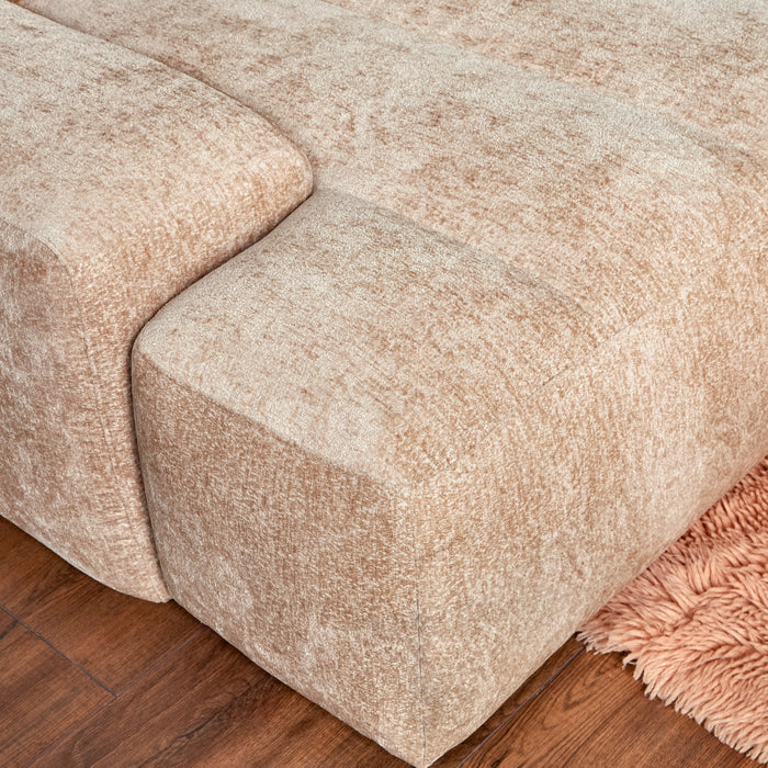 by fonQ Plume 3-zits Hoekbank met Chaise Longue Links - Chenille - Beige