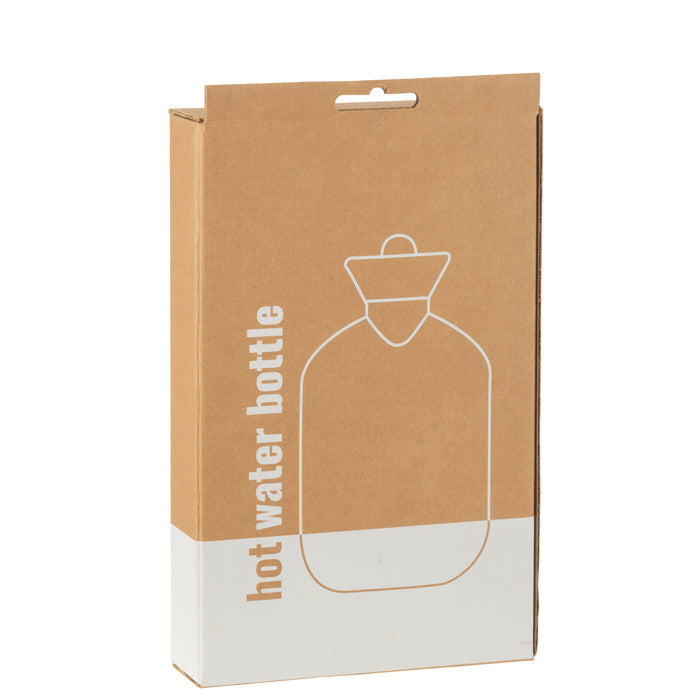 J-Line warmwaterkruik teddy + pompons - polyester - wit