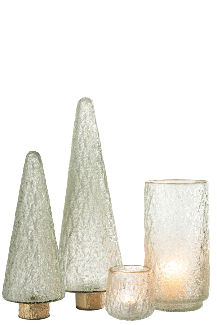 J-Line decoratie Kerstboom Voet - glas - transparant - large