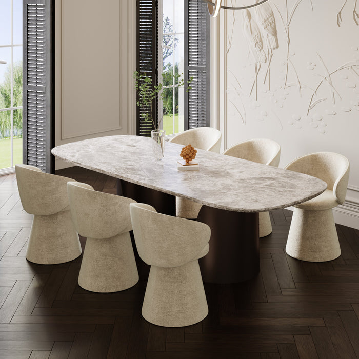 180° draaibare fauteuil in crème structuurfluweel