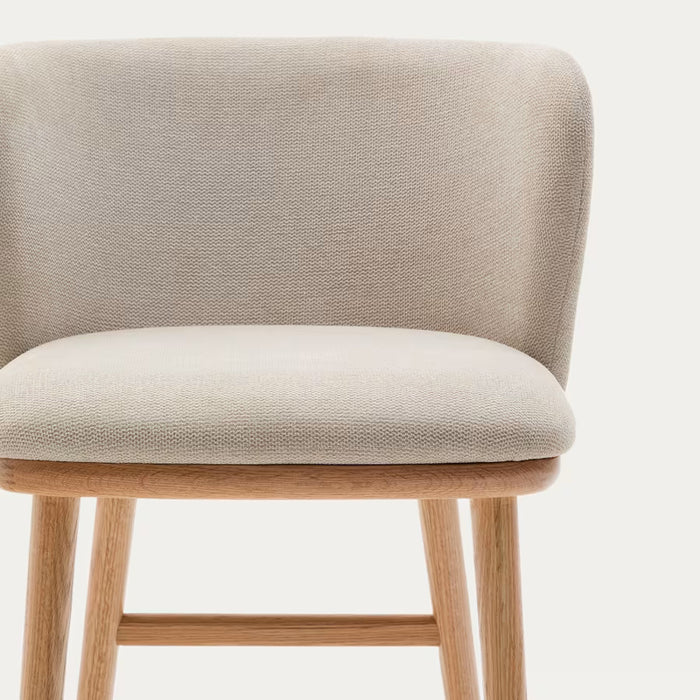 Kave Home Ciselia Barkruk - H 75 cm - Beige / Essenhout