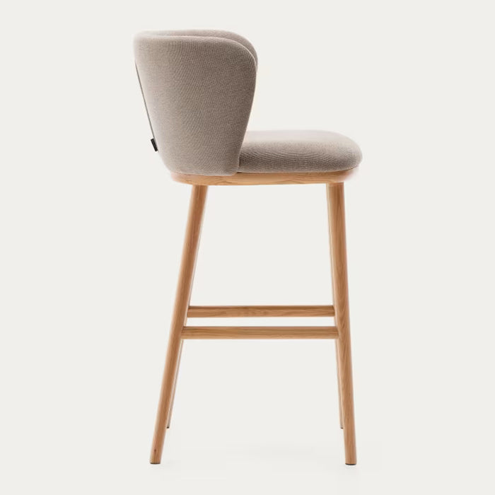 Kave Home Ciselia Barkruk - H 65 cm - Bruin / Essenhout