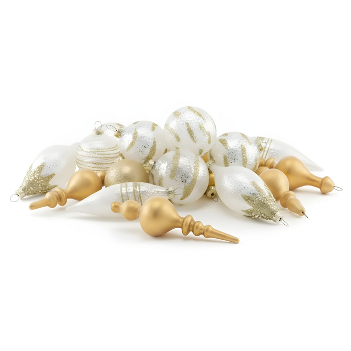 Beliani - ICICLE - Set van 25 kerstballen - Transparant|Goud - Glas