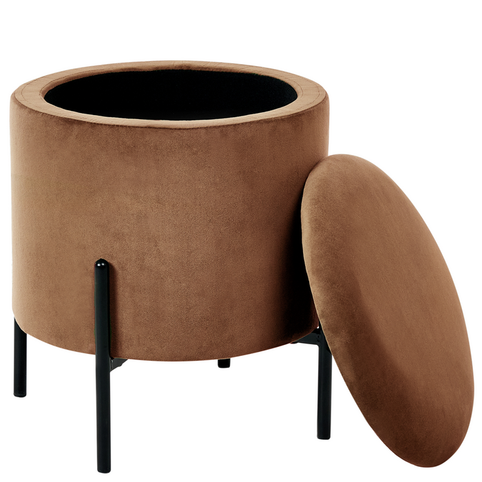 Beliani - WENONA - Opbergpoef - Donkerbruin - Fluweel