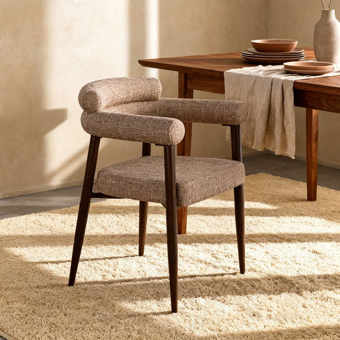 DÉJA Living - Eetkamerstoel Taupe|Walnoot Stof - Lidingö - Set van 2