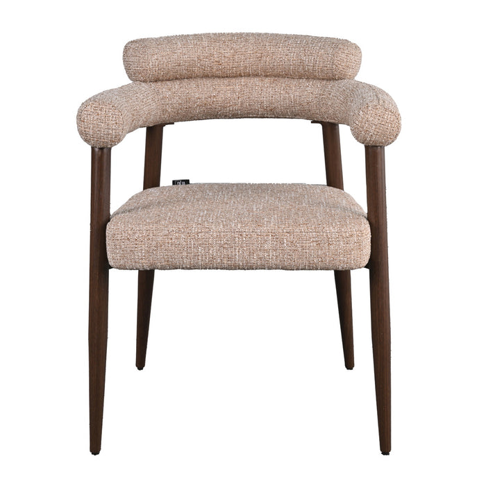 DÉJA Living - Eetkamerstoel Taupe|Walnoot Stof - Lidingö - Set van 2