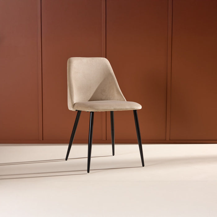 Fjôrd - Eetkamerstoel Beige|Zwart Velvet - Night - Set van 2