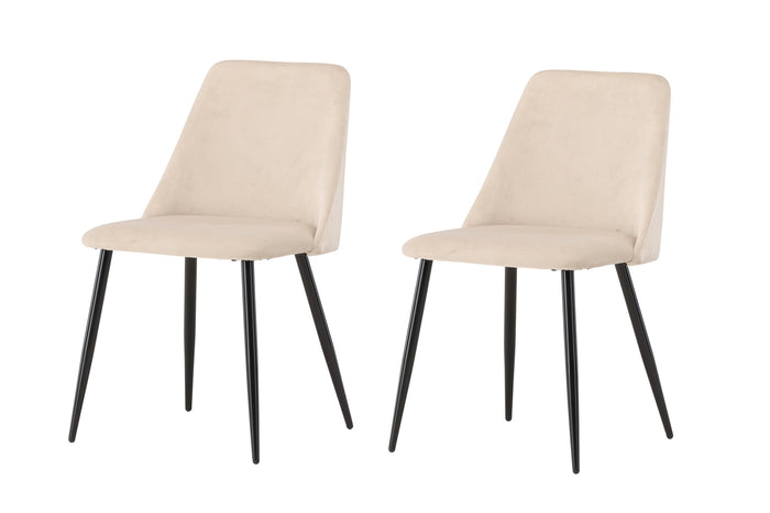 Fjôrd - Eetkamerstoel Beige|Zwart Velvet - Night - Set van 2